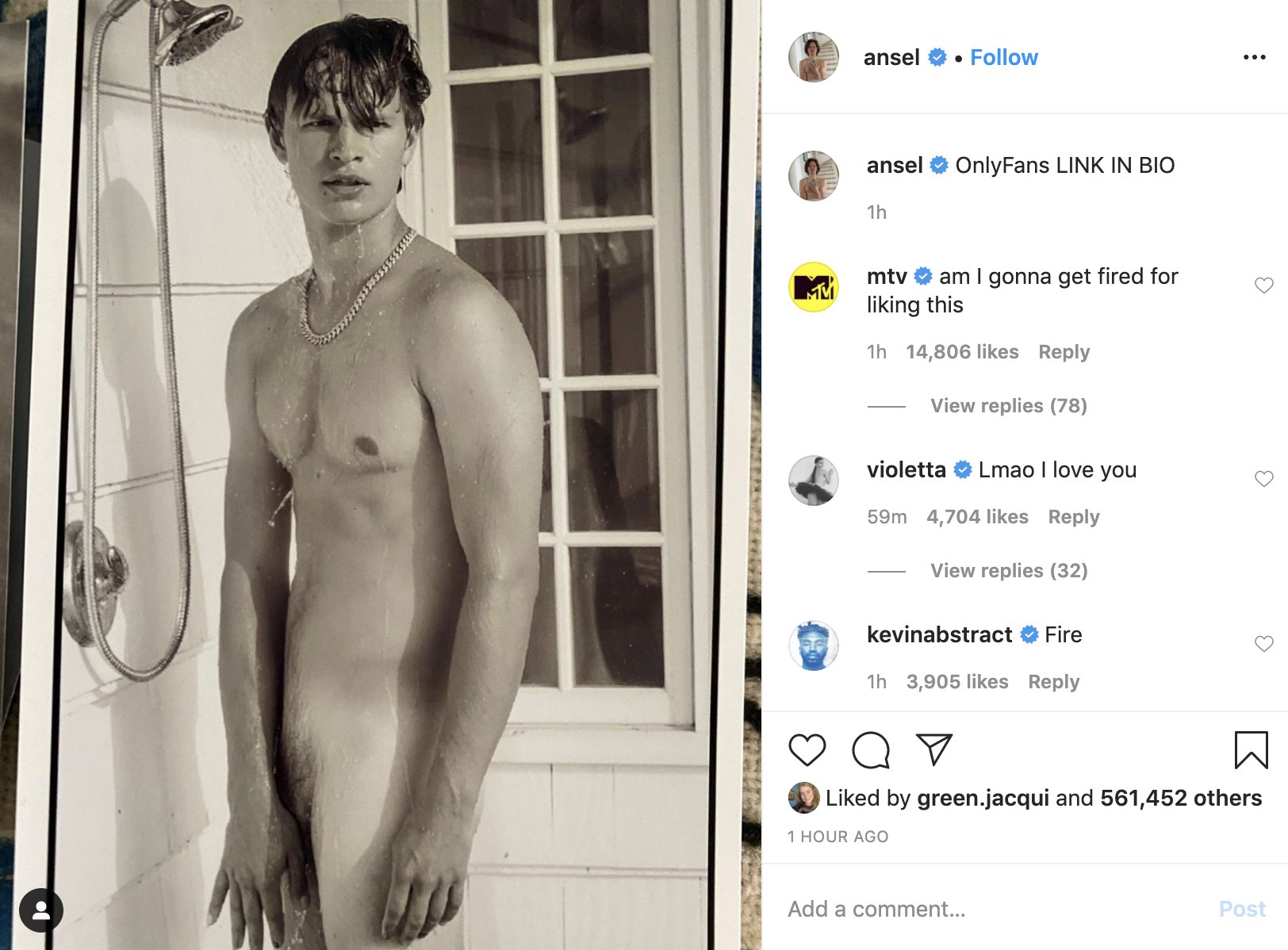 Ansel Elgort Forced To Remove Naked Photo From Instagram Account - Hype MY