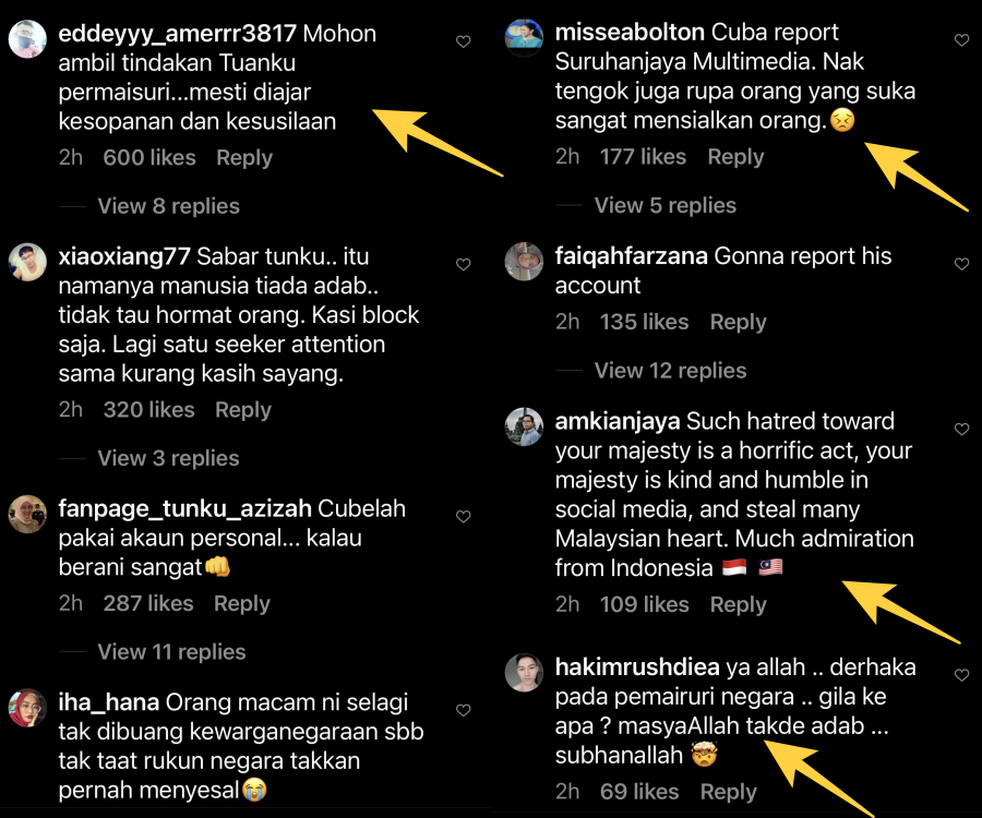 Raja Permaisuri Agong Responds To Netizen’s Disgraceful Remark On Her IG