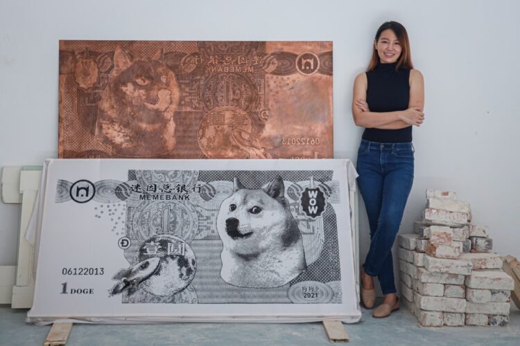“Doge the Moon”, Red Hong Yi’s first NFT from her Meme Banknotes Series, has dropped on the Binance NFT Marketplace. Photography by Annice Lyn