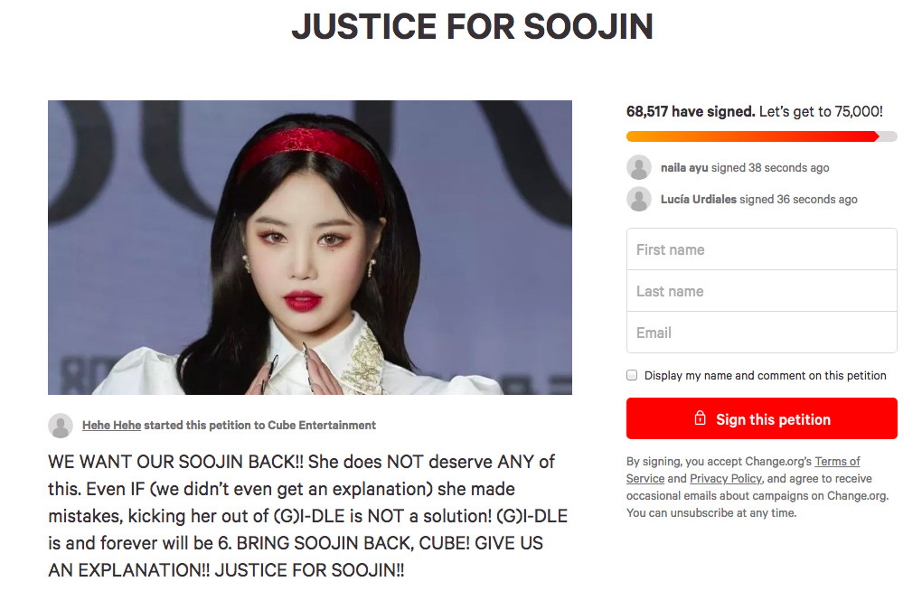 Soojin Leaves (G)I-DLE; Fans Start Petition Demanding For Her Return