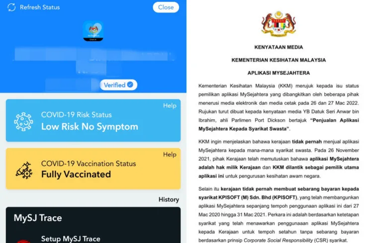 SOURCE: MYSEJAHTERA, FACEBOOK.COM/KEMENTERIANKESIHATANMALAYSIA