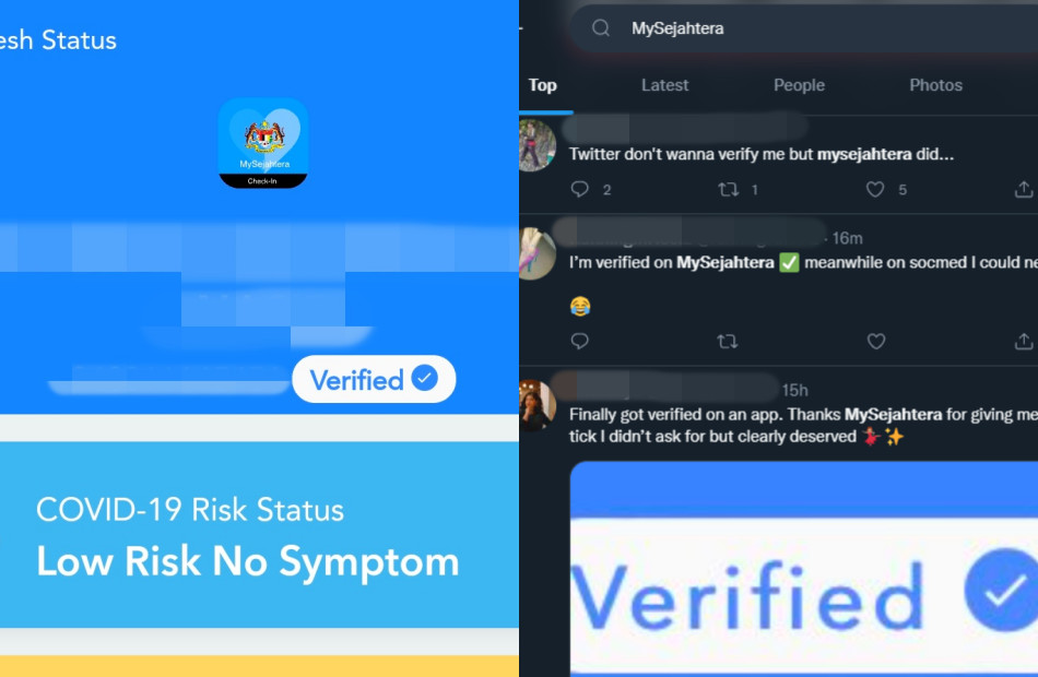 Blue tick verified mysejahtera MySejahtera Dikemaskini