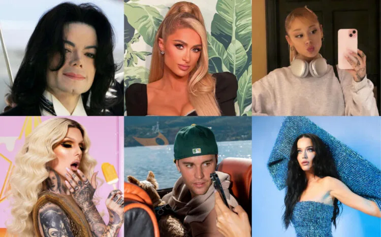 Sources: Instagram/@jeffreestar, /@justinbieber, /@katyperry, /@arianagrande, /@parishilton, Twitter /@purplbase