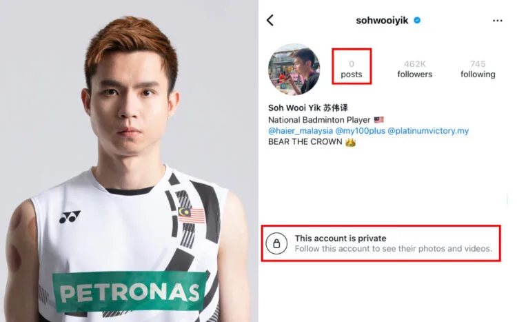 SOURCES: BADMINTON ASSOCIATION OF MALAYSIA & INSTAGRAM (@sohwooiyik)