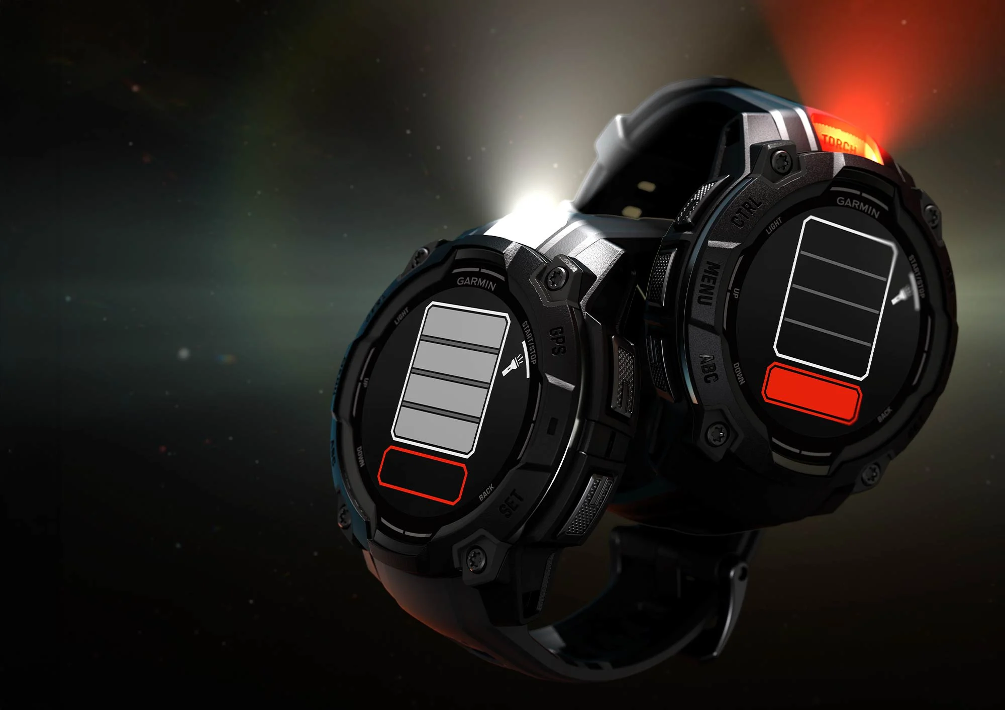 Garmin Instinct 3 showing flashlight function