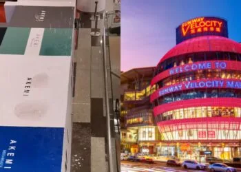 Roof leak rains down on AKEMI stall at Sunway Velocity.
