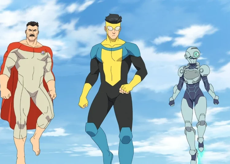 Invincible, Omni Man and Tech Jacket arrive on Earth in Invincible