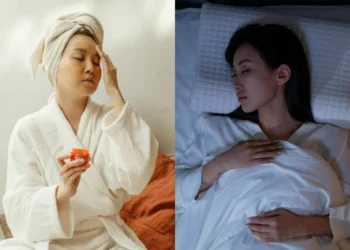 Photo by cottonbro studio: https://www.pexels.com/photo/woman-sleeping-on-a-bed-6941126/ & Photo by Polina Tankilevitch: https://www.pexels.com/photo/a-woman-applying-facial-cream-5468637/