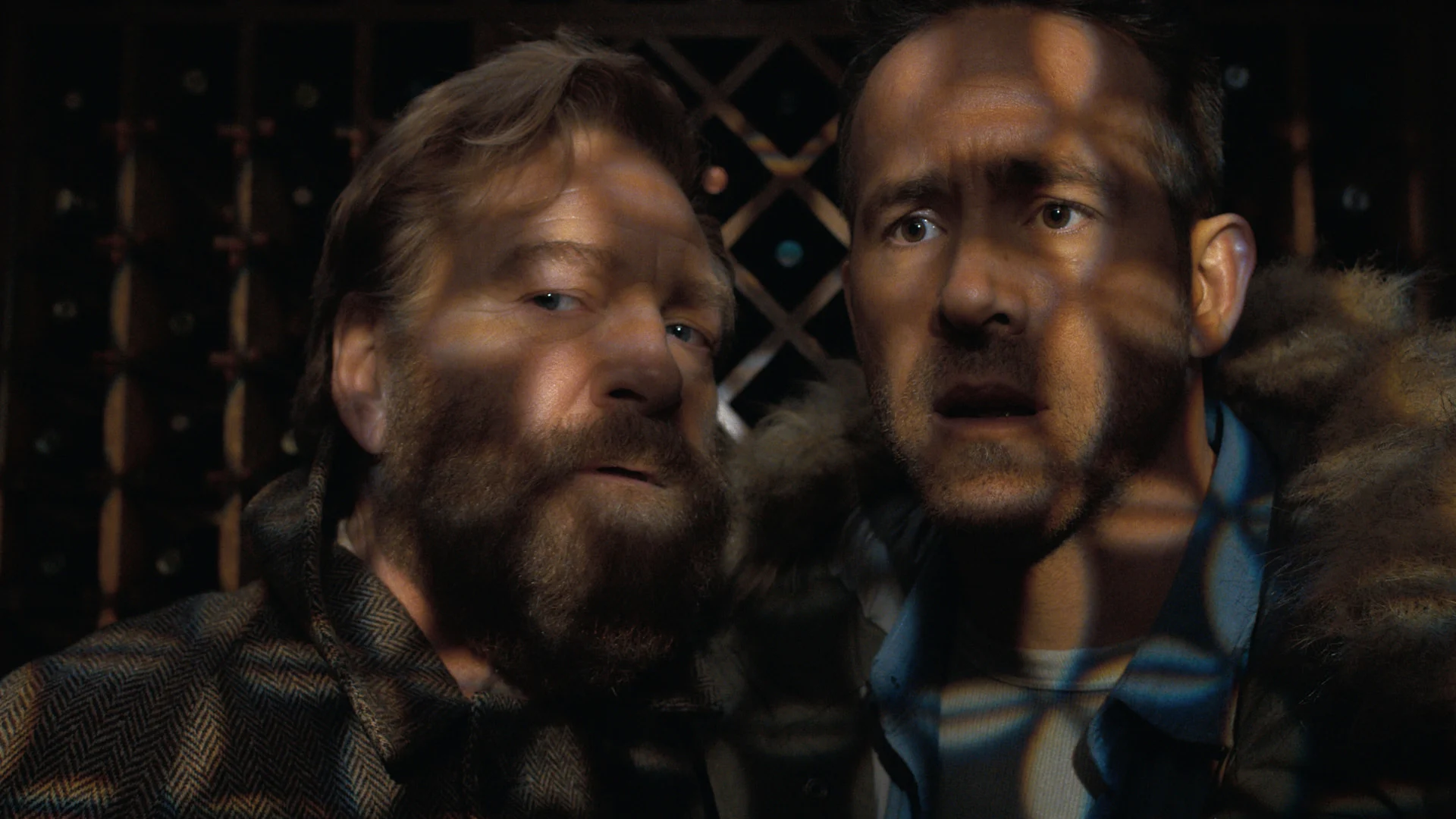 Kenneth Branagh and Ryan Reynolds in "Mayday," now streaming on Apple TV.